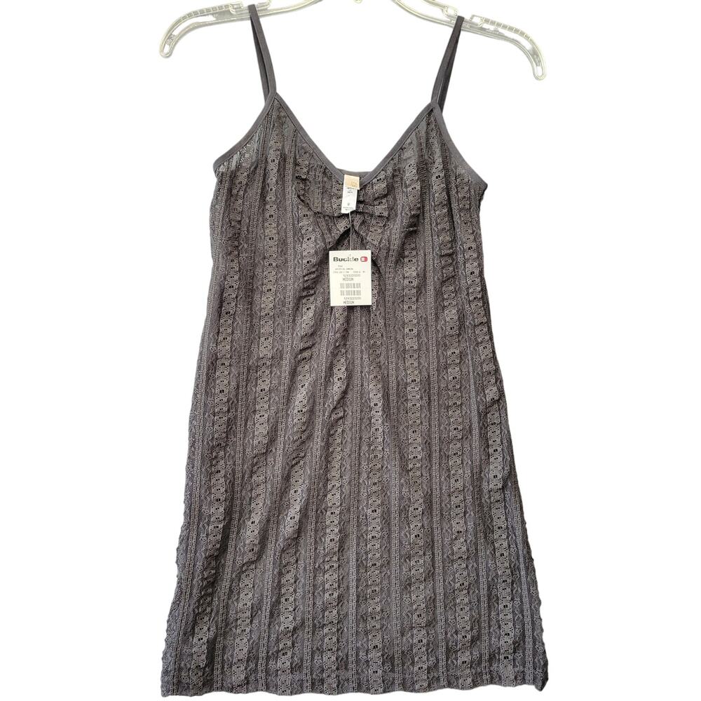 BKE Gray Lace Tank Tunic NEW Stretch Lace V-Neck Classic Sleeveless Women Size M